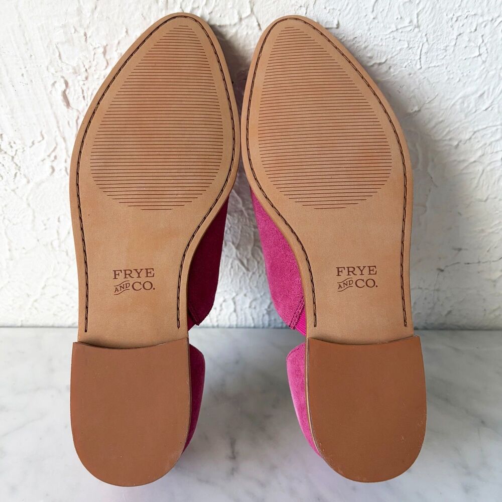 Frye & Co. Fenn Dorsay Flats Women's 9 Magenta Hot Pink Suede Shoes - Picture 6 of 8